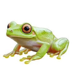Obraz premium A vibrant green tree frog with large eyes, isolated on transparent background.