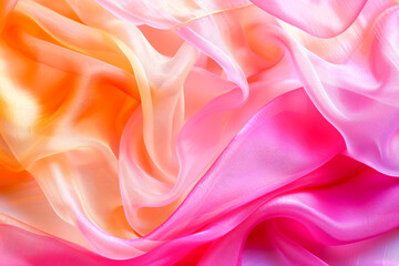 Fototapeta premium Soft pink fabric with delicate folds, showcasing its silky texture and graceful draping.