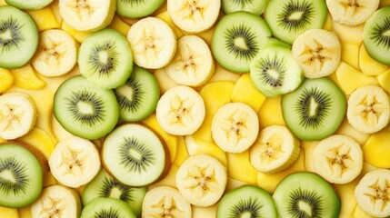 Vibrant Tropical Fruit Salad: Slices of Kiwi and Banana