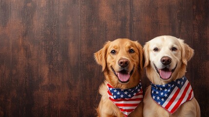 Happy Dogs with American Flags in Studio Setting