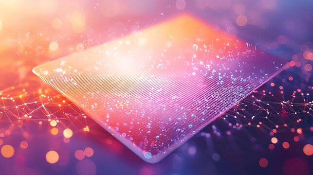 Abstract digital glowing tablet with network connections.