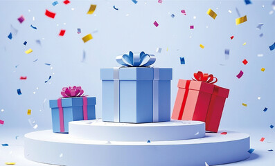 Multicolored and beribboned gift boxes in pile