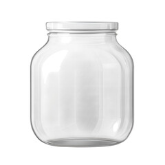 Glass jar with a wide opening, isolated on transparent background.