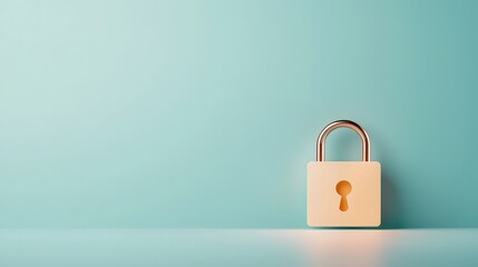 Minimalist Lock Against Blue Wall Background