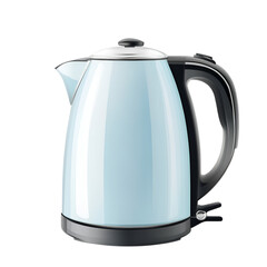 Modern electric kettle with a sleek design, isolated on transparent background.