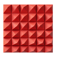 Red foam insulation panel with a geometric pattern, isolated on transparent background.