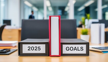 2025 goals planning and organization in an office environment
