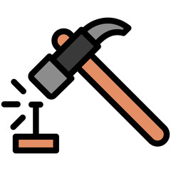 Hammer outline color icon. use for modern concept, print, UI, UX kit, web and app development. Vector EPS 10, related to labor day, industry, worker.	
