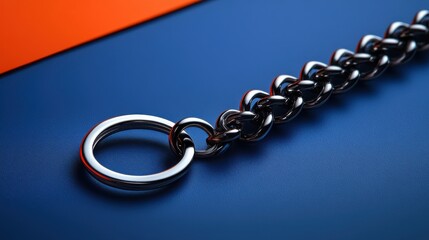 Obraz premium Close-Up View of Chrome Chain with Ring on Colorful Background