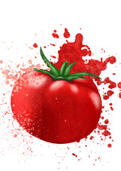 image of fresh red tomato vegetable plants with splash water