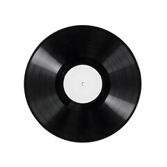 Obraz premium A black vinyl record with a white label in the center Transparent PNG 