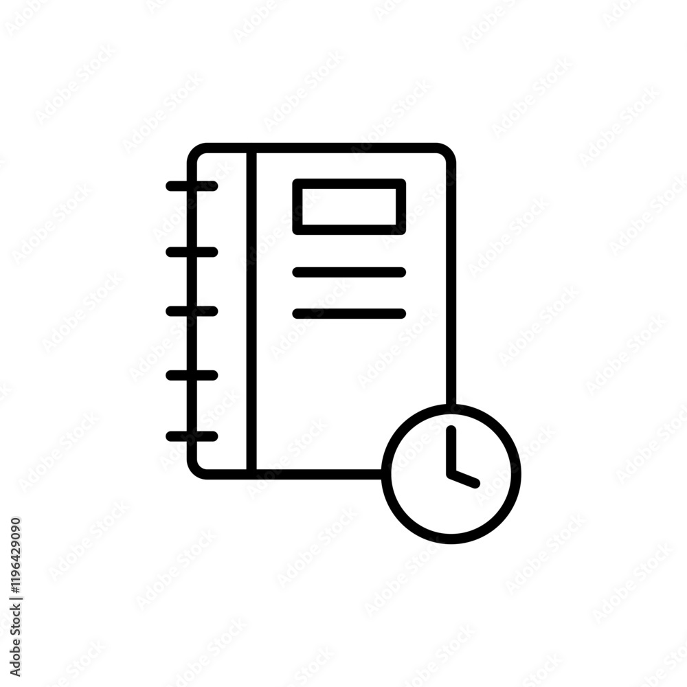 Poster notebook schedule outline icons, minimalist vector illustration ,simple transparent graphic element 