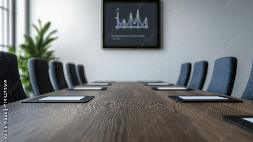 Aufkleber minimalist boardroom with digital display and table setup for collaborative meetings