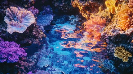 Obraz premium Vibrant coral reef ecosystem underwater photography tropical ocean close-up marine life diversity