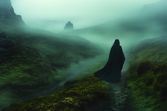 Celtic Banshee in misty moor