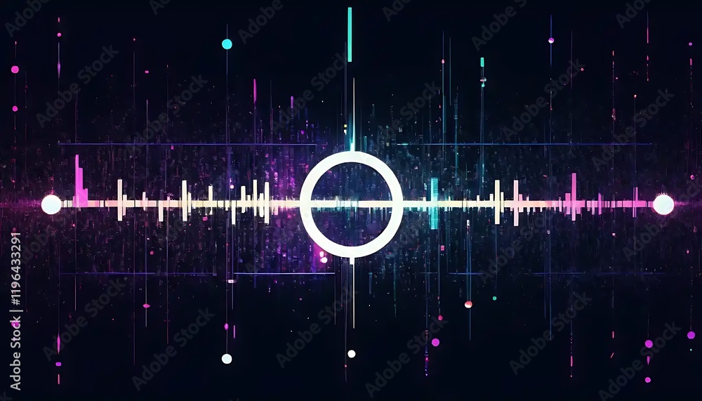 Aufkleber abstract digital data stream visualization with central circle