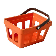 An orange plastic shopping basket with a black handle Transparent PNG