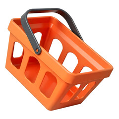 An orange plastic shopping basket with a black handle Transparent PNG
