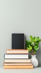 Elegant Bookshelf Arrangement with Plant and Frame