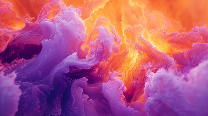 Fototapeta premium Abstract wavy patterns in vibrant hues of orange, purple, and pink create a dynamic visual effect during a serene sunrise