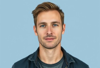Obraz premium Male western person on a single-colored background