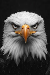 Majestic Bald Eagle Close Up Portrait Showing Intense Gaze