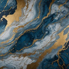 Naklejka premium An abstract marble wallpaper background with a luxurious blend of gold and blue tones, featuring intricate swirls and veins that create an elegant and sophisticated texture.