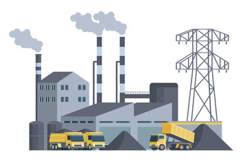 Obraz premium Coal Power Plant Vector Illustration. Fully Editable and Scalable Design