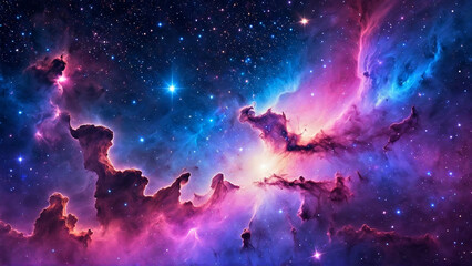 A captivating wallpaper featuring a stunning outer space scene, showcasing a vibrant cosmic landscape filled with colorful nebulae, twinkling stars, and distant galaxies