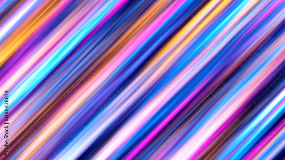 Poster A vibrant abstract composition with colorful diagonal light streaks in captivating blue and orange tones