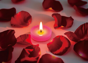 candles and rose petals
