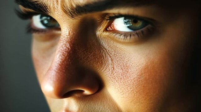 Bigender Person Crying Emotional Portrait on Neutral Background