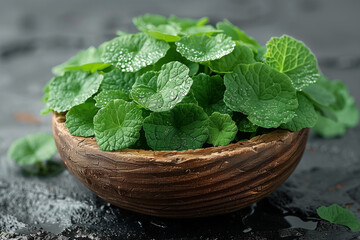 Centella asiatica in a wood bow