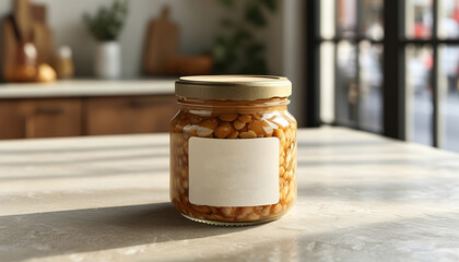 Food jar mockup with label for product design