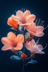 Delicate Peach Blossoms Gracefully Bloom Against Dark Background