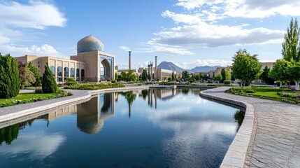 Peaceful Park with Water Reflection