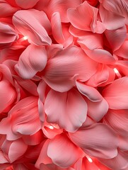Fototapeta premium Vibrant rose and tulip petals blended with tiny glowing lights, creating a festive Valentine's theme