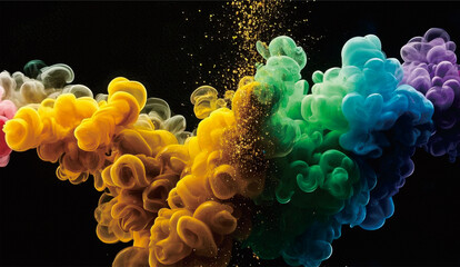 Colorful smoke abstract explosion with vibrant and dynamic colors , smoke, abstract, explosion, colorful, vibrant, dynamic