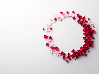 Valentines Day theme vivid red and pink heart of roses red heart made from petals of roses