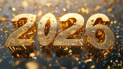 Premium 3D Gold Happy New Year 2026 Vector Design
