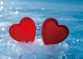two hearts in water