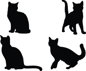 collection of cat silhouette vector design animal silhouette