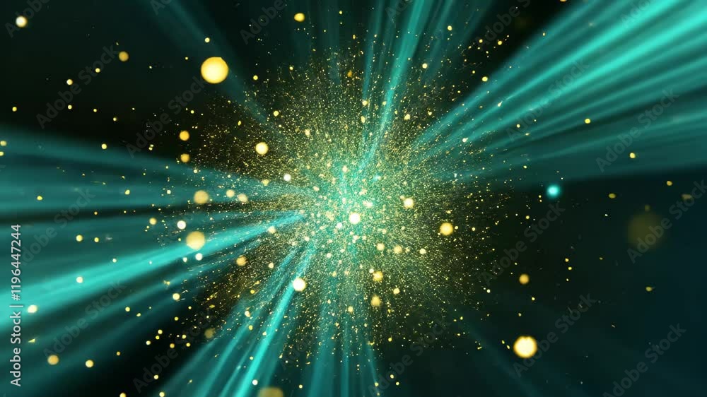 Poster experience the mesmerizing glow of a star tunnel with vibrant light rays and sparkling particles, gl