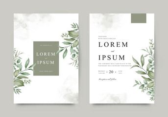 Elegant greenery wedding invitation template