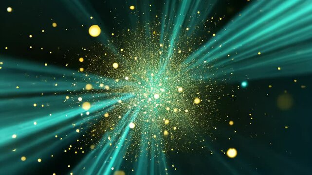 Experience the mesmerizing glow of a star tunnel with vibrant light rays and sparkling particles, Glowing star tunnel straight zoom 3d