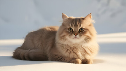 Obraz premium A playful cat with sleek fur and bright eyes, standing confidently against a plain white backdrop.