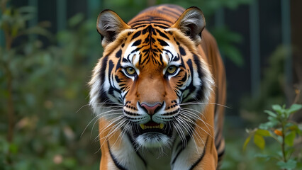 Fototapeta premium Photography of bengal tiger closeup front view