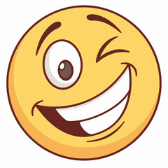 Fototapeta premium Winking emoticon with a playful smile, perfect for fun and cheerful digital designs.