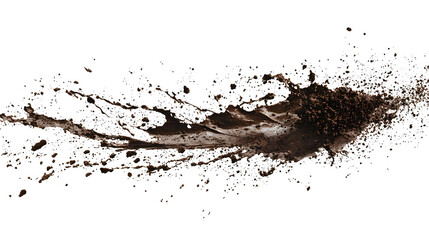 Dirt splash action isolated on white background photo stock artistic environment dynamic viewpoint nature concept