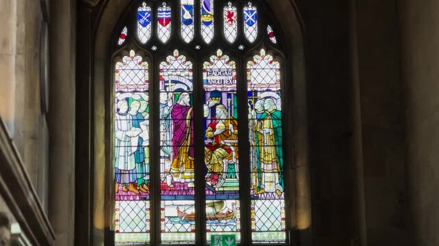 Bath Abbey Stained Glass Windows The Coronation King Edgar